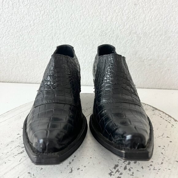 Rod Patrick Womens Pull on Shoes 6.5 C Black Caiman Exotic Western Boots Loafers - Picture 6 of 12